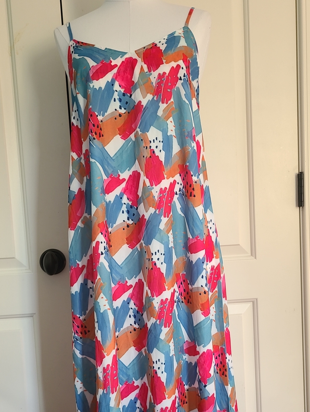 NWOT Abstract Brushstroke Pattern Multicolor Maxi Dress